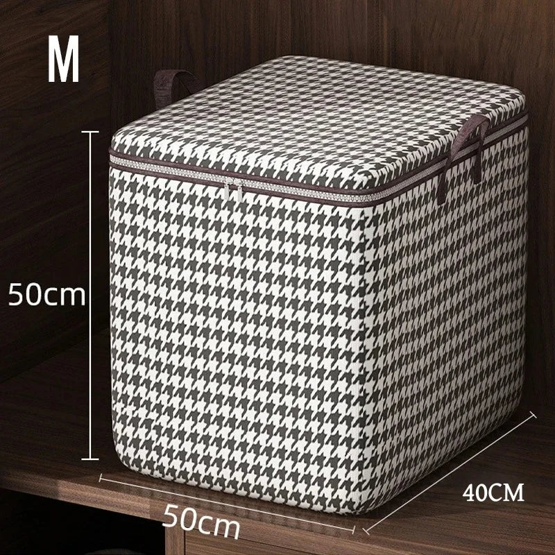 Houndstooth Storage Bag – Large Folding Polyester Organizer for Bedding
