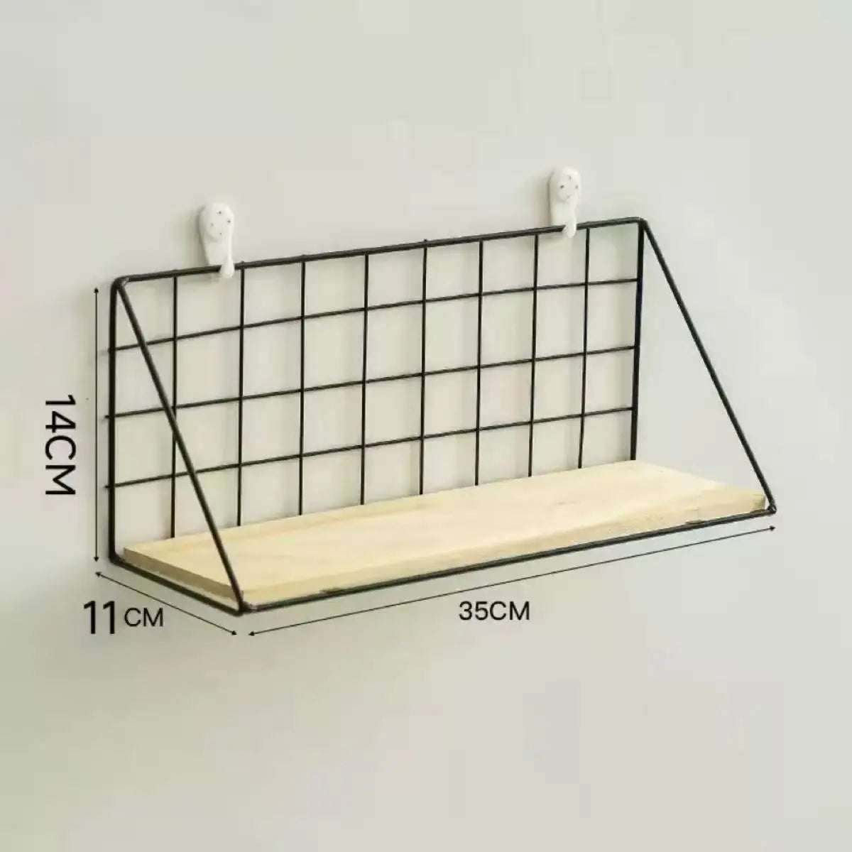 Floating Wall Shelves – Wood Storage with Metal Wire Basket