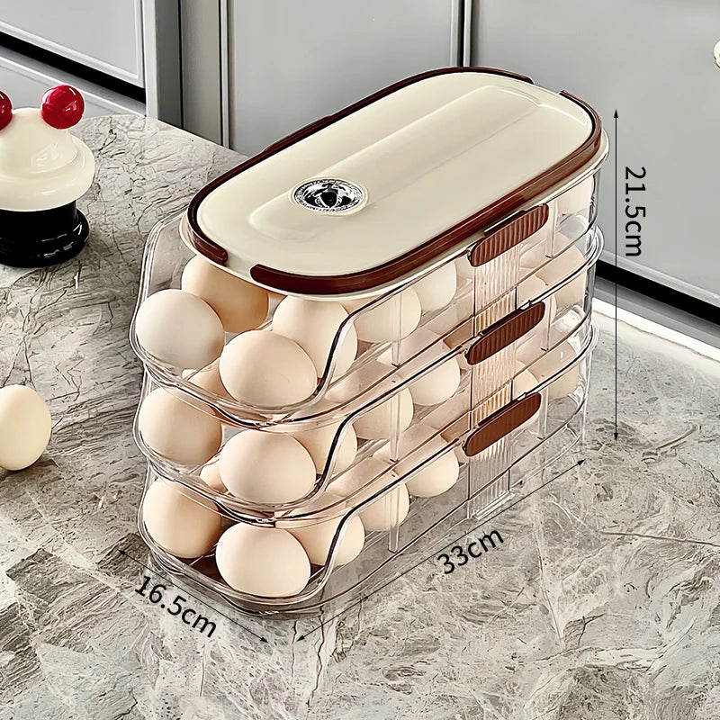 Refrigerator Egg Organizer – Sliding Plastic Egg Dispenser Case