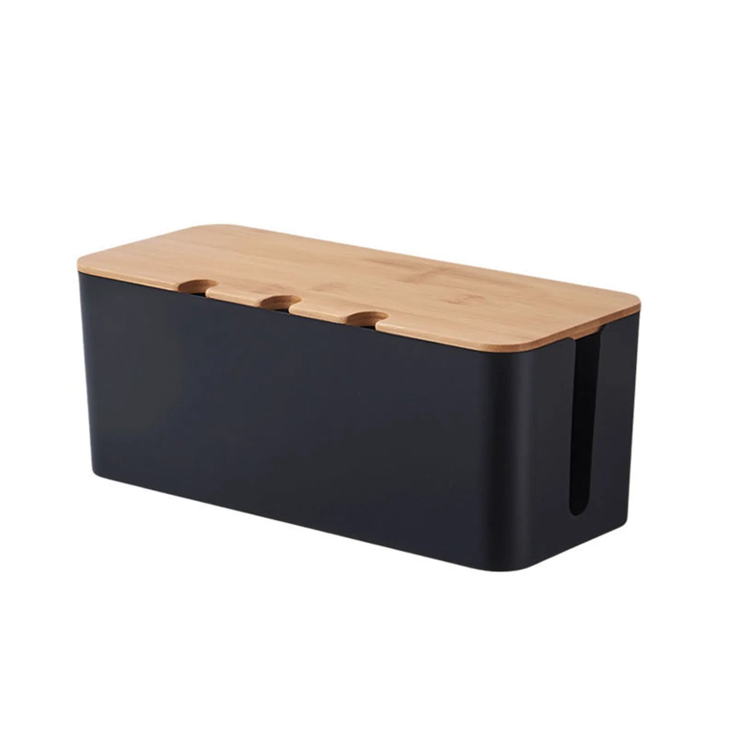 Cable Management Box – Wooden Style Cord Organizer for Desk
