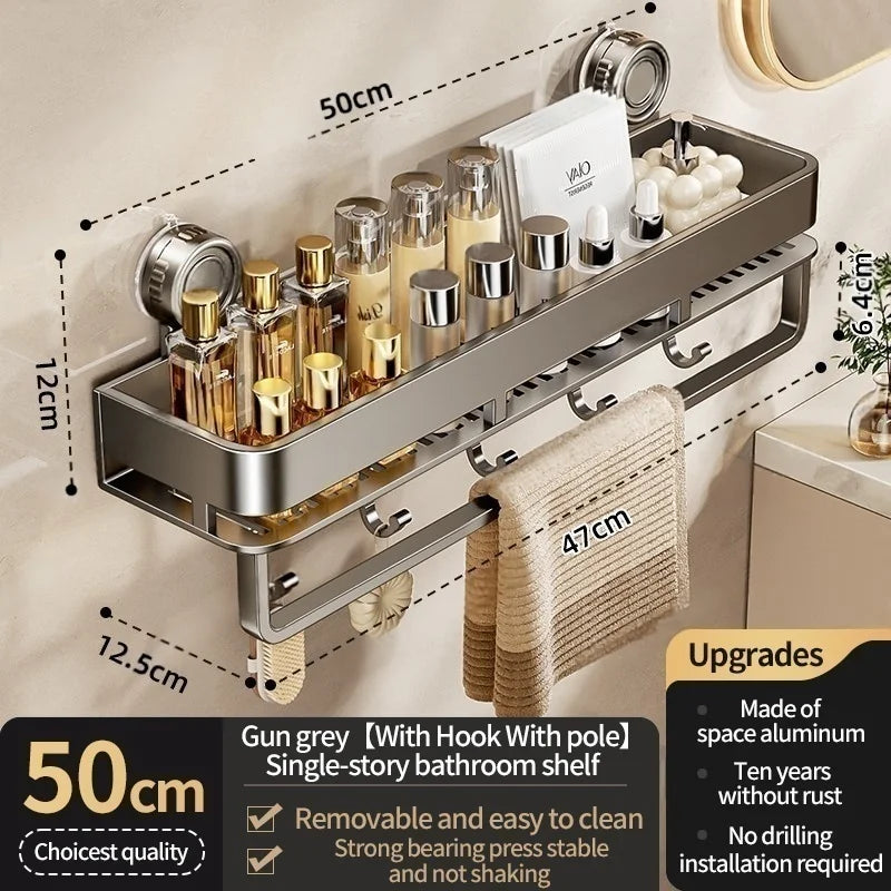 Shower Caddy – Home Standard Wall Mounted Aluminum Suction Cup Storage Rack