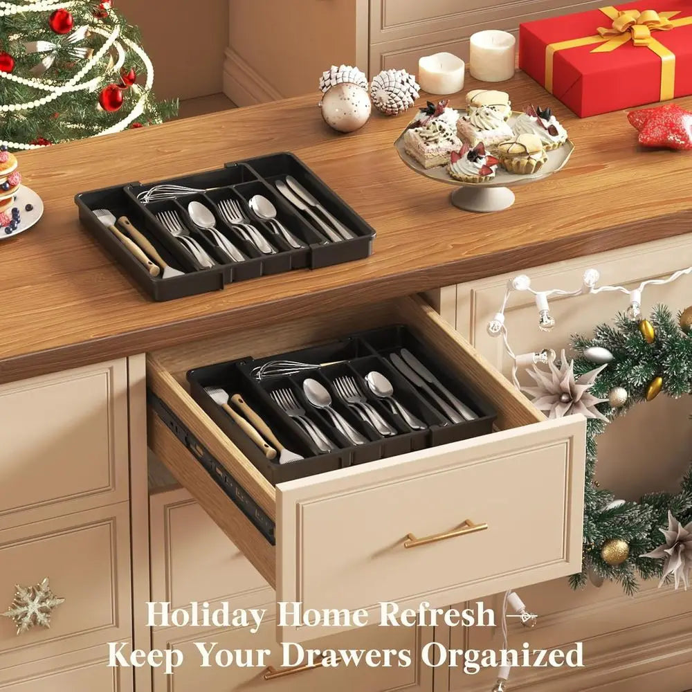 Silverware Organizer – 7-Compartment Plastic Tray