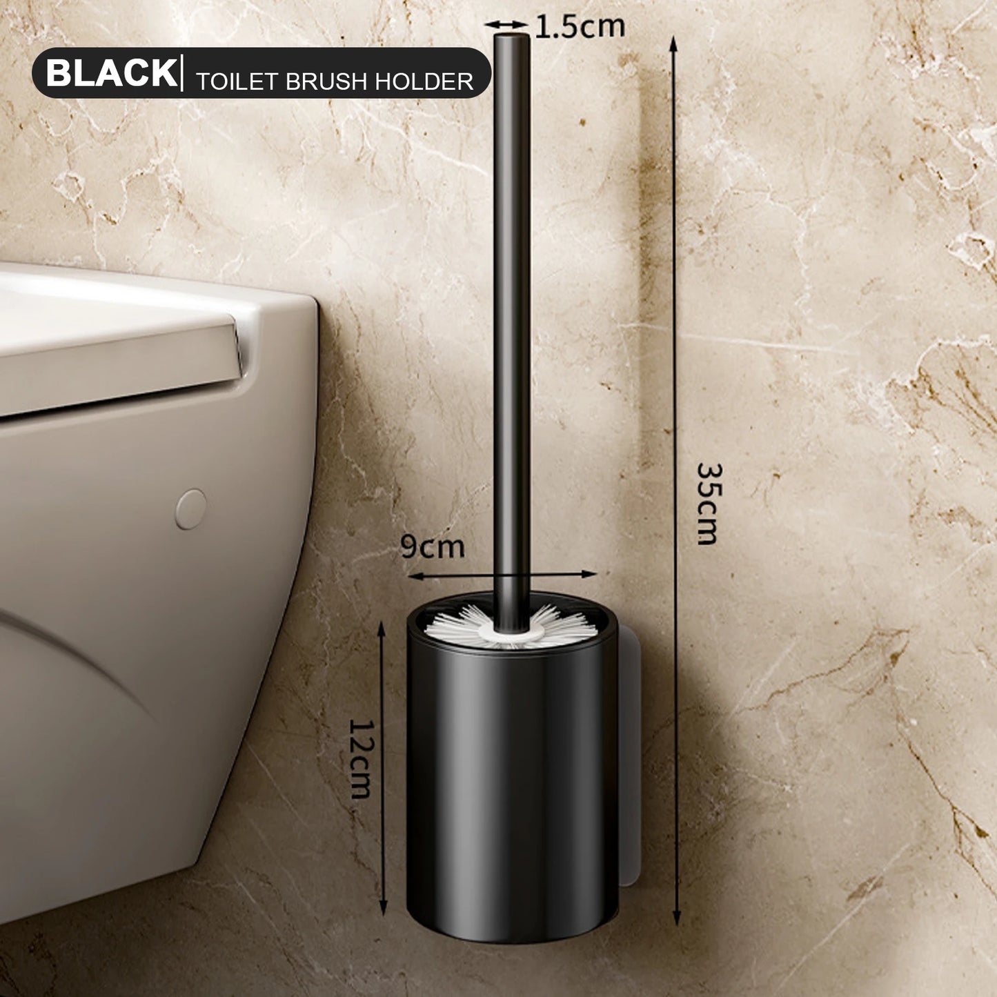 Space Aluminum Long Handle Toilet Brush – Wall Mounted Toilet Cleaning Set