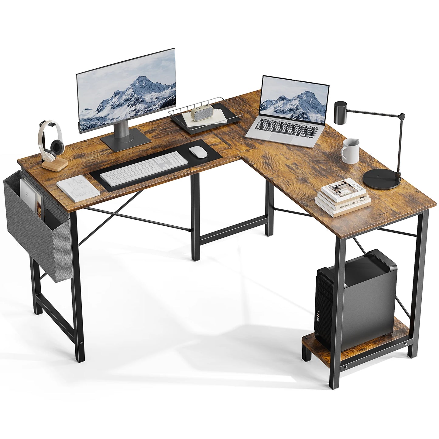 L-Shaped Gaming Desk – 50 Inch Wooden Corner Computer Table