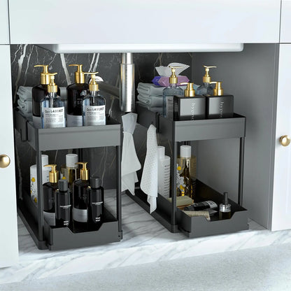 2-Tier Under Sink Organizer – Sliding Bathroom Storage Basket