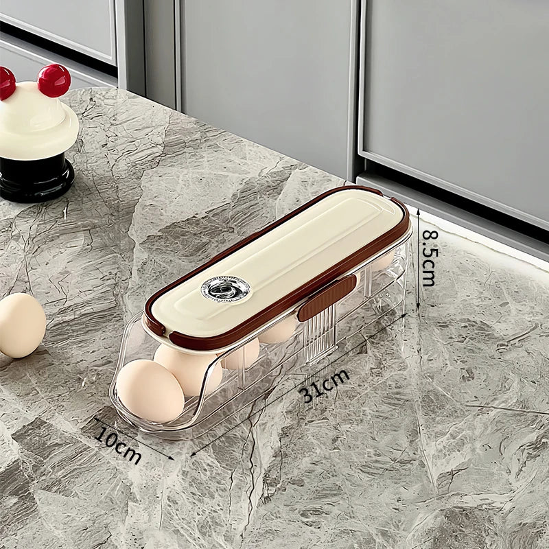 Refrigerator Egg Organizer – Sliding Plastic Egg Dispenser Case
