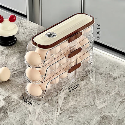 Refrigerator Egg Organizer – Sliding Plastic Egg Dispenser Case