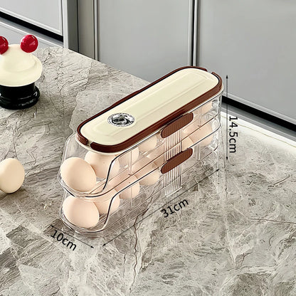 Refrigerator Egg Organizer – Sliding Plastic Egg Dispenser Case