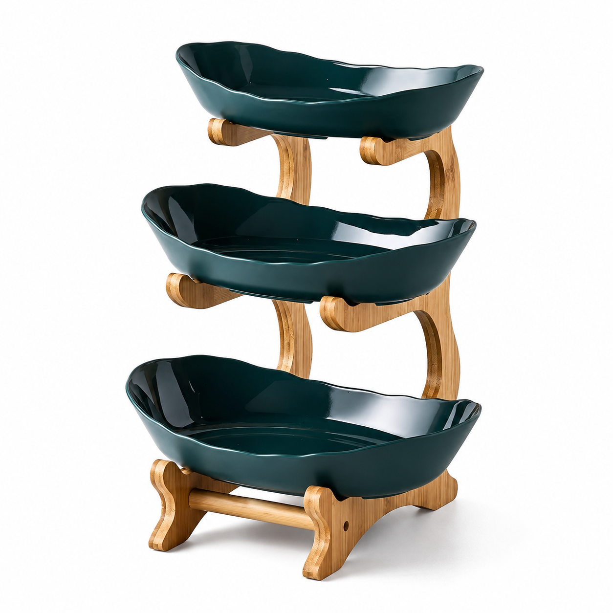 Stackable Fruit Bowls with Wooden Stand