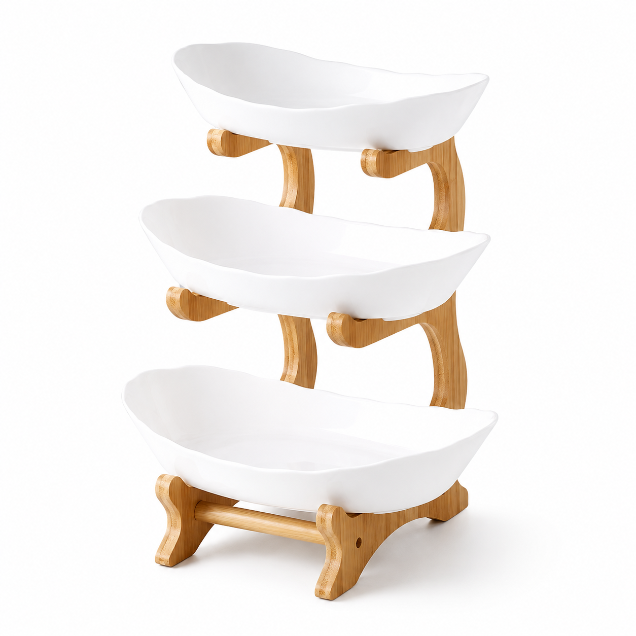 Stackable Fruit Bowls with Wooden Stand