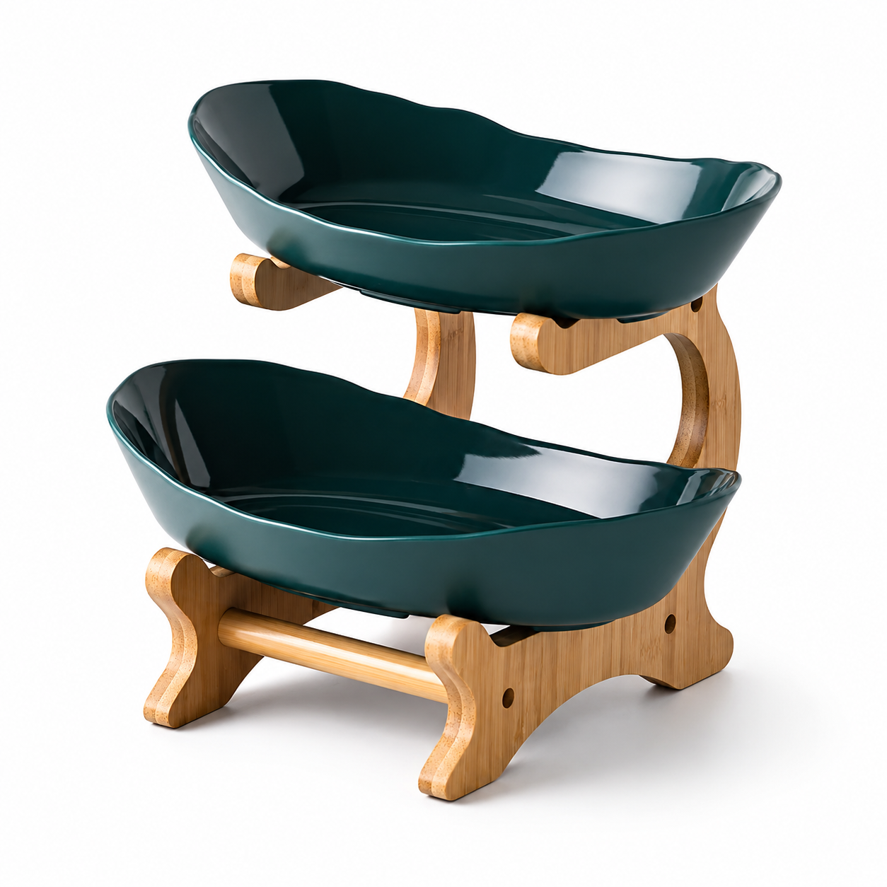 Stackable Fruit Bowls with Wooden Stand