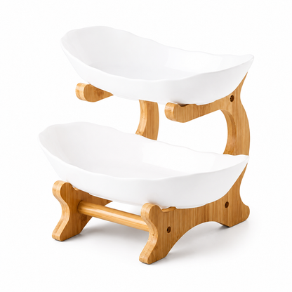 Stackable Fruit Bowls with Wooden Stand