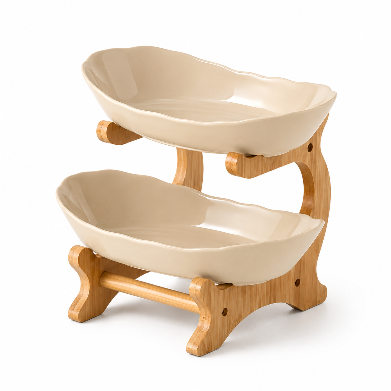 Stackable Fruit Bowls with Wooden Stand