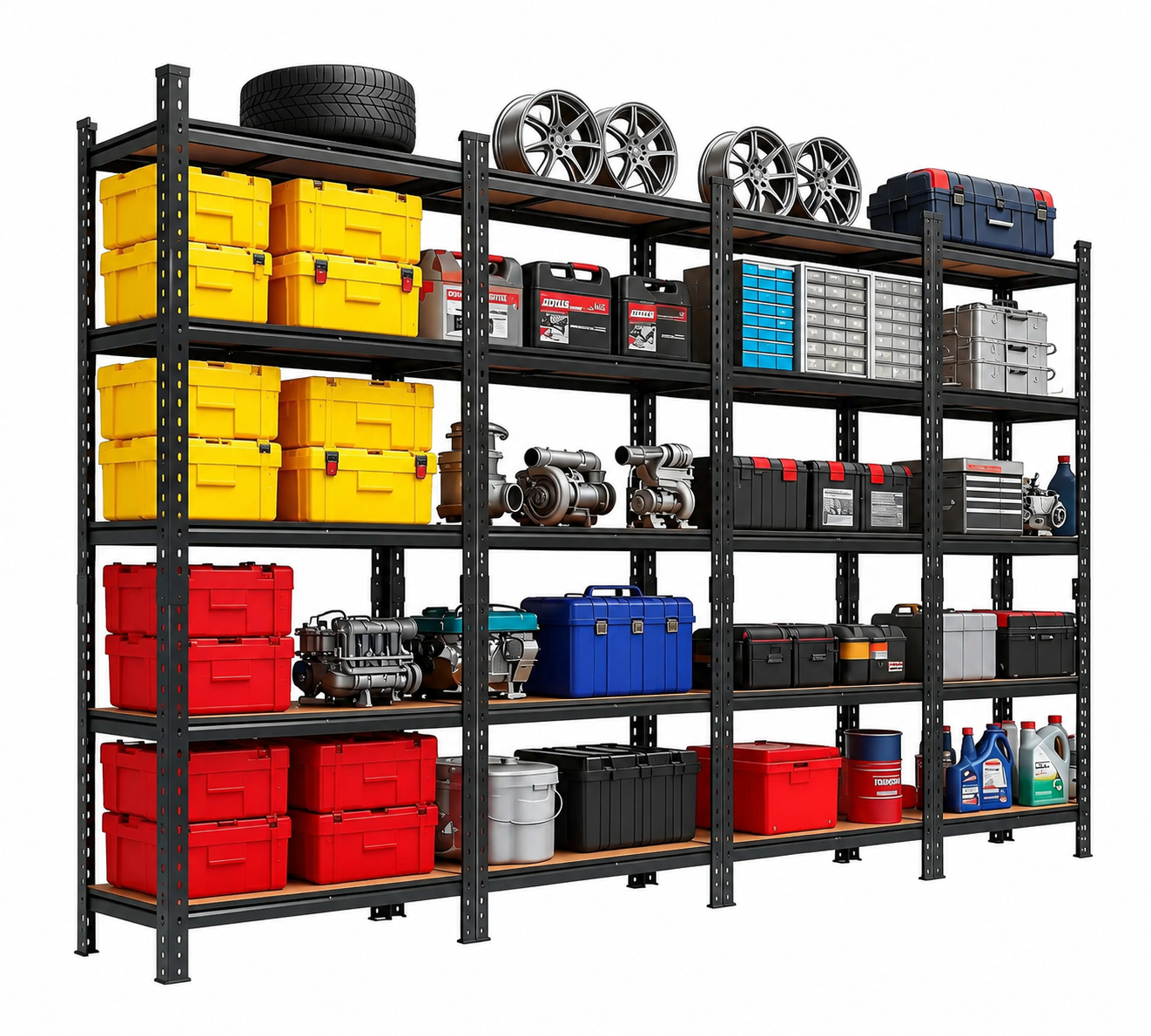 5-Tier Heavy Duty Metal Shelving Unit – 72"H, 4 Pack