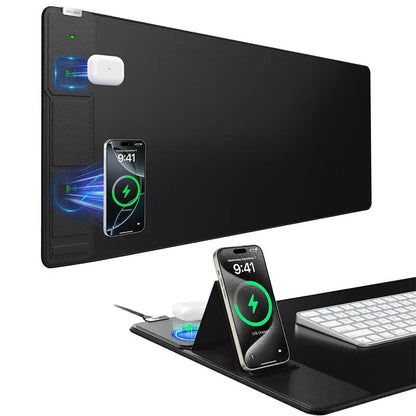 Wireless Charging Mouse Pad – 15W Fast Charge 4-in-1 Desk Mat