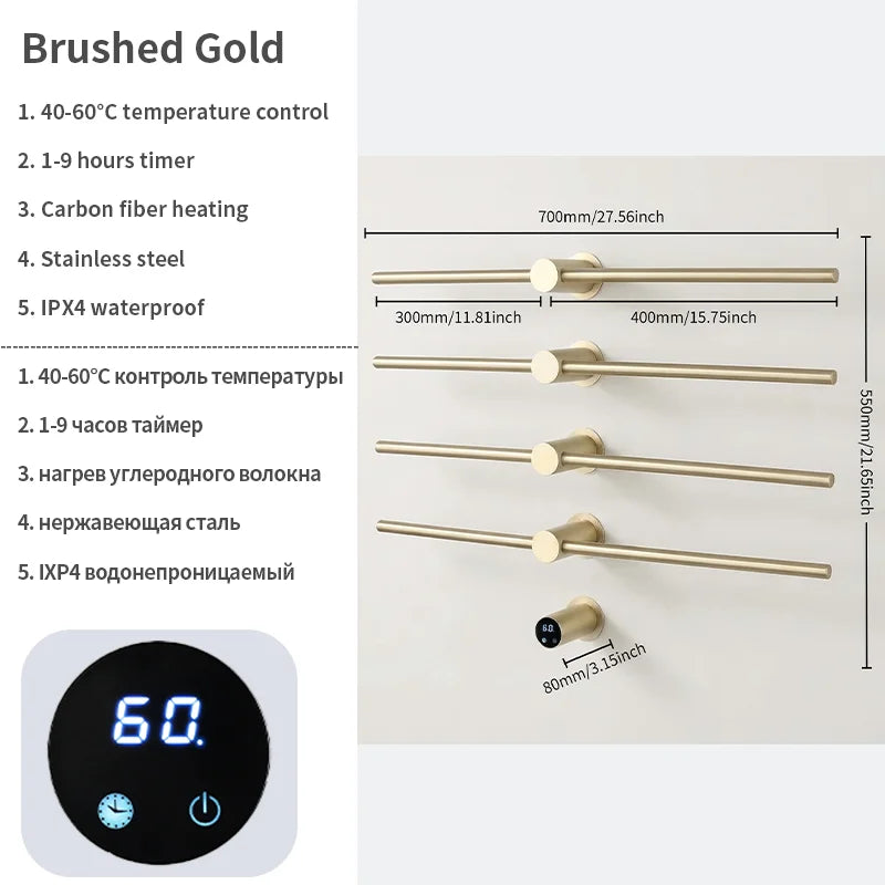 Home Standard | Electric Heated Towel Rail – Smart Control Towel Warmer SS304 Hidden Wire