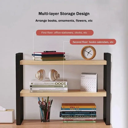 Iron Desk Storage Rack – Minimalist Multi-Tier Office Shelving