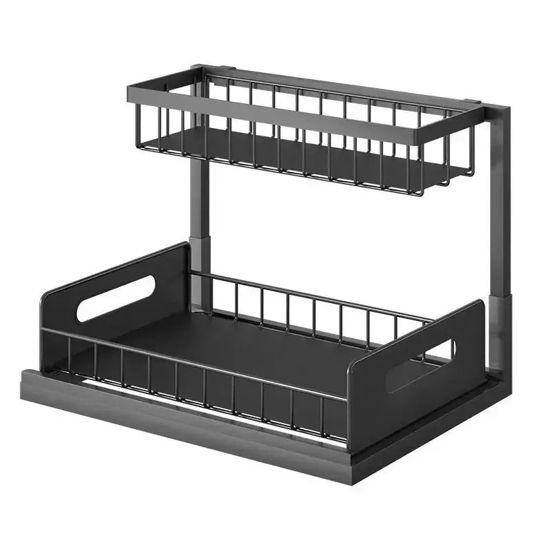 2-Tier Sliding Under Sink Organizer – Rustproof Metal Storage