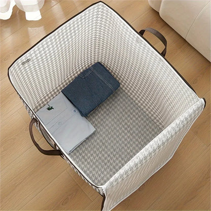 Houndstooth Storage Bag – Large Folding Polyester Organizer for Bedding