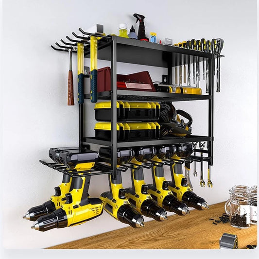 Power Tool Organizer – 4-Tier Wall Mounted Heavy-Duty Metal Rack