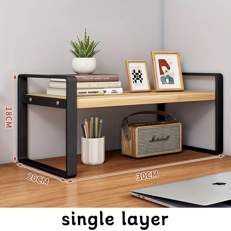 Iron Desk Storage Rack – Minimalist Multi-Tier Office Shelving