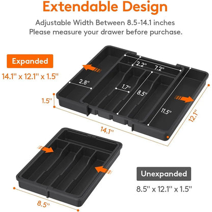Silverware Organizer – 7-Compartment Plastic Tray