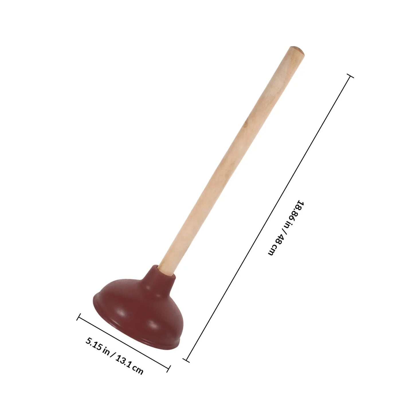 Wooden Handle Toilet Plunger – Heavy Duty Rubber Suction Cup, Portable Drain Clog Remover