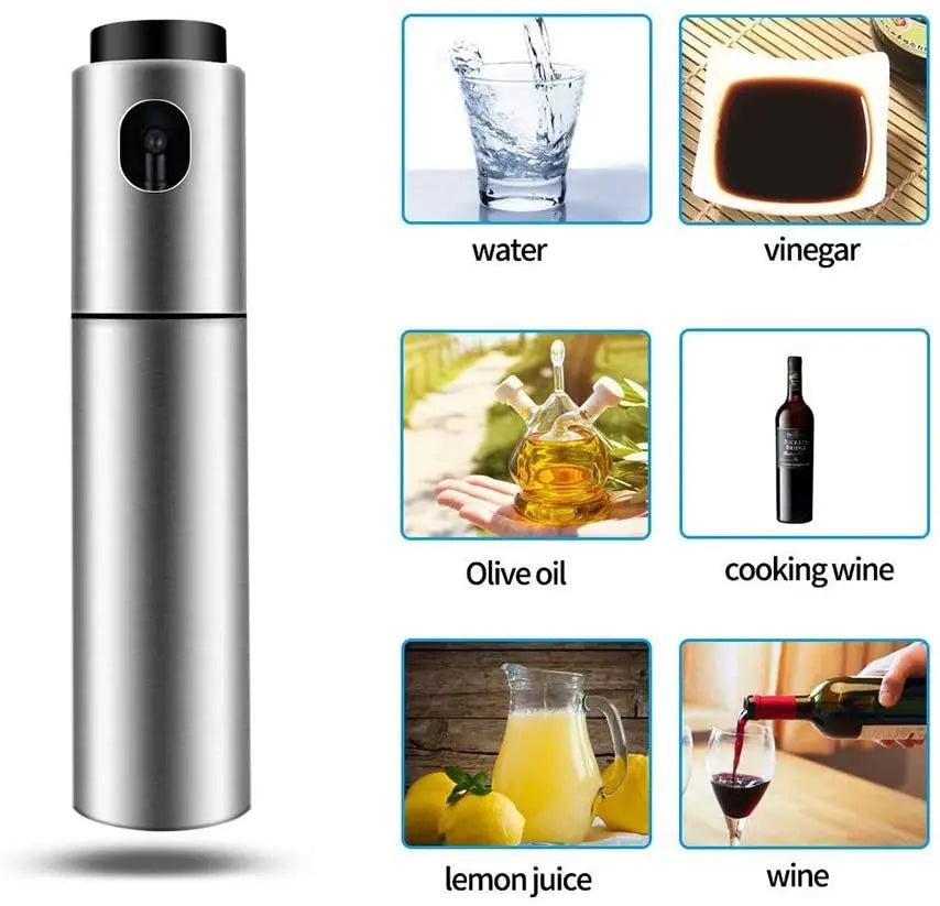 Stainless Steel Oil Sprayer – 100ml Refillable Kitchen Mist Bottle
