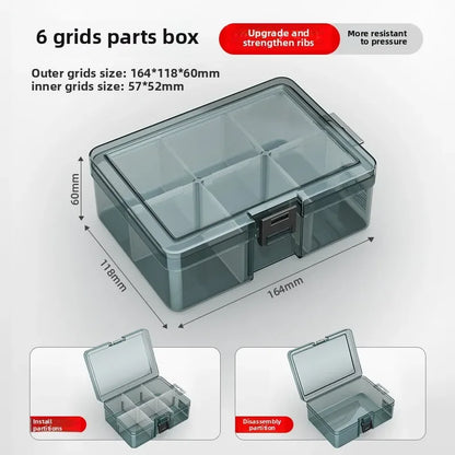 Plastic Tool Organizer Box – Adjustable Dividers, 198x135mm