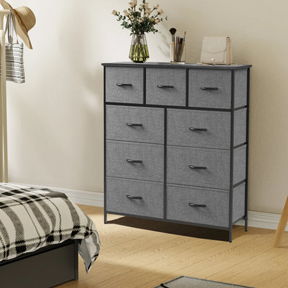 9-Drawer Bedroom Dresser – Fabric Storage Organizer with Metal Frame