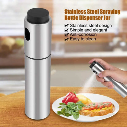 Stainless Steel Oil Sprayer – 100ml Refillable Kitchen Mist Bottle