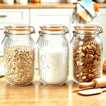 Wide Mouth Mason Jars 32oz – Airtight Glass Canisters 6-Pack