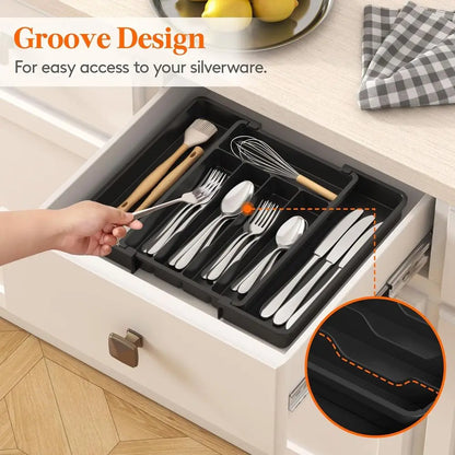 Silverware Organizer – 7-Compartment Plastic Tray