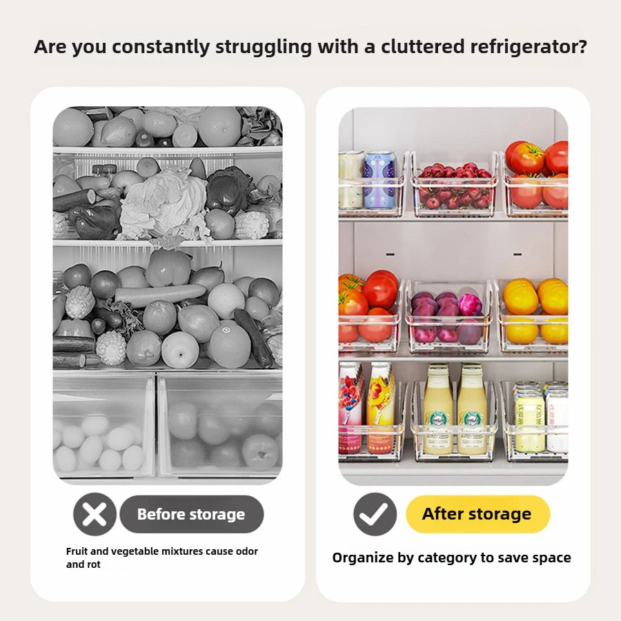 Clear Fridge Organizer – Rectangular Plastic Storage Bin