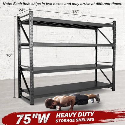 9000LBS Heavy Duty Garage Shelving – 75" Wide Metal Storage Rack
