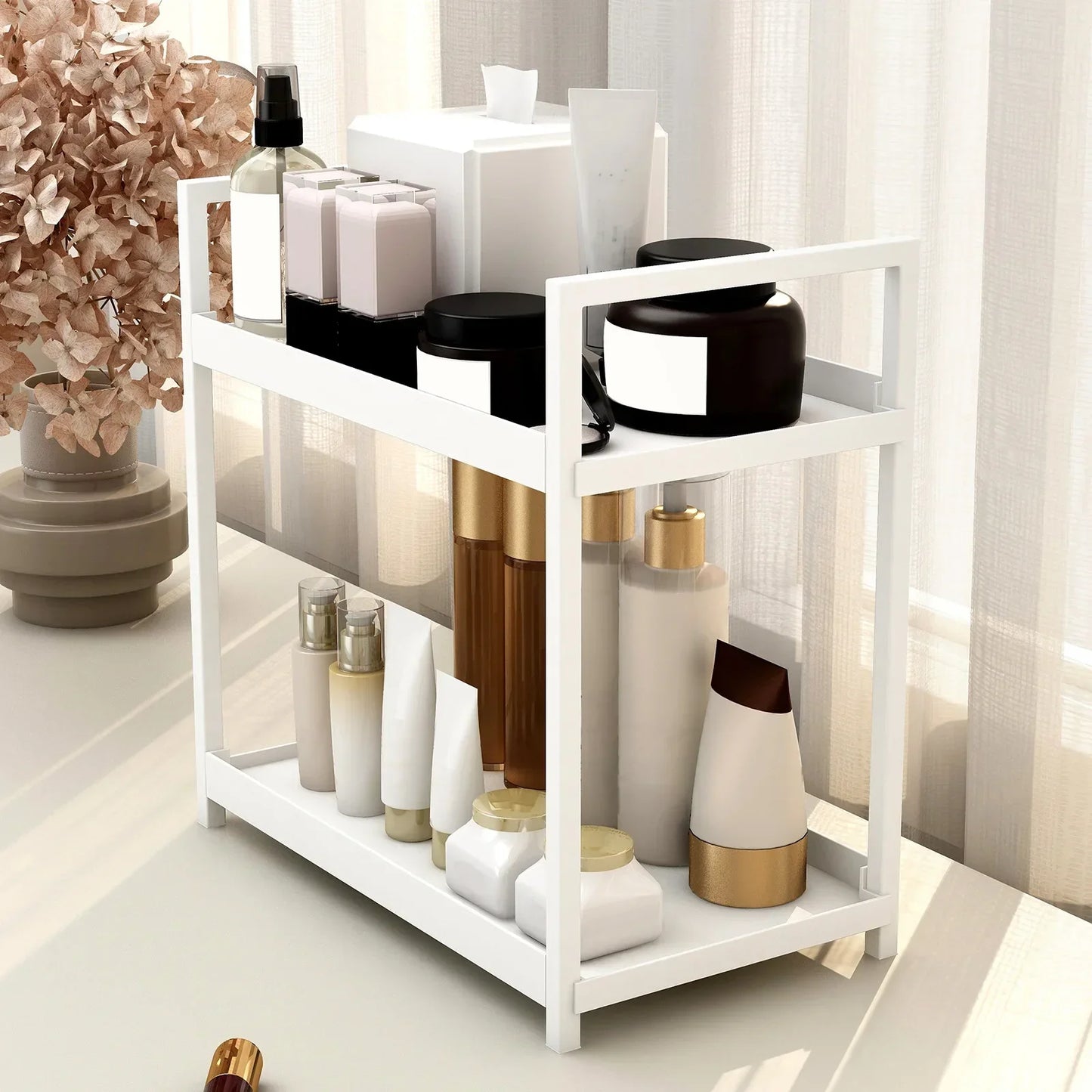 2-Tier Metal Countertop Organizer – Cosmetic & Bathroom Storage Shelf