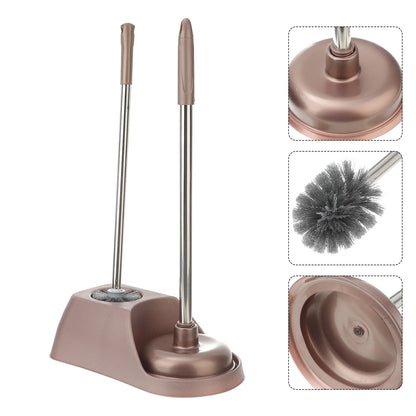Toilet Brush & Plunger Set with Holder – Soft Bristles, Compact Bathroom Cleaning Kit