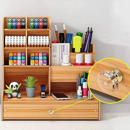 Wooden Desk Organizer – DIY Stationery Storage with Drawer