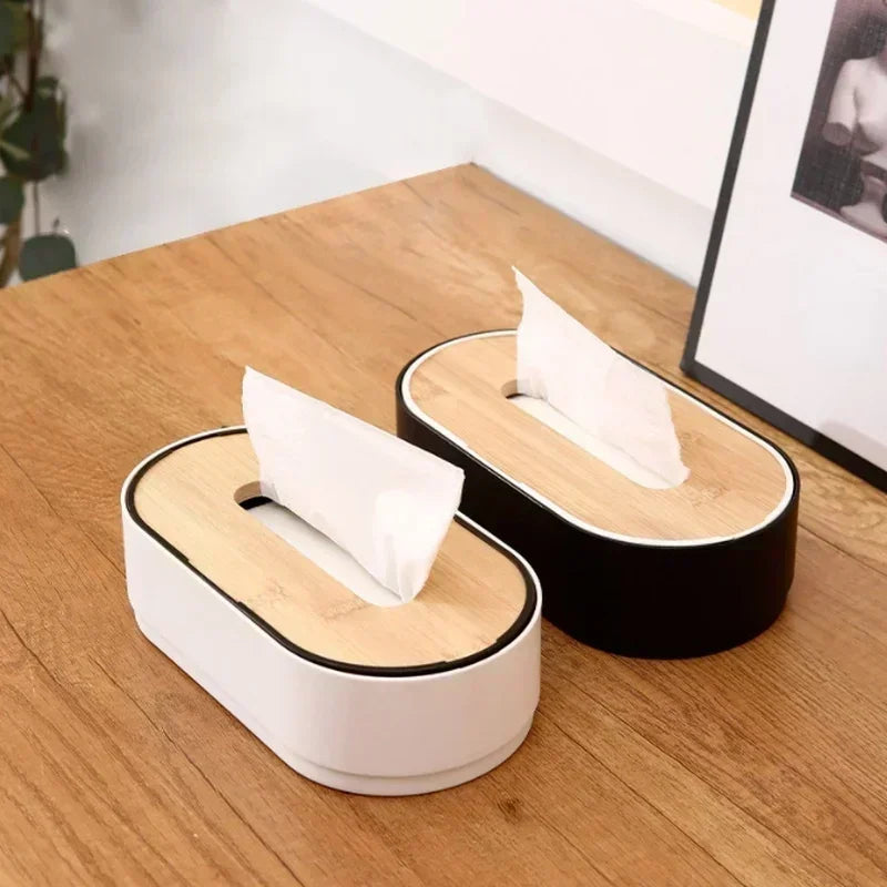 Bamboo Tissue Box Cover – Wooden Countertop Dispenser