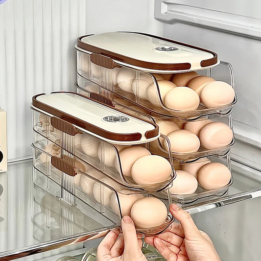 Refrigerator Egg Organizer – Sliding Plastic Egg Dispenser Case
