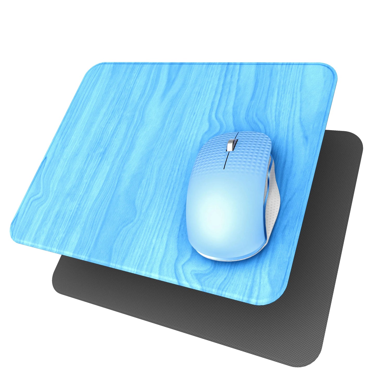 Square Hard Mouse Pad – Ultra-Thin Wood-Textured PU Leather Mat