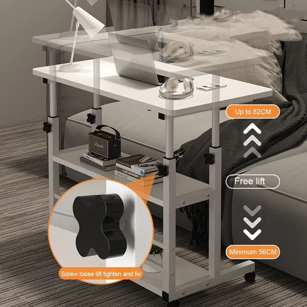 Height Adjustable Laptop Desk – Mobile Wooden Rolling Workstation