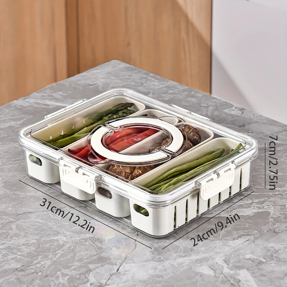 Snackle Box Snack Tray – Portable Plastic Food Container with Handle