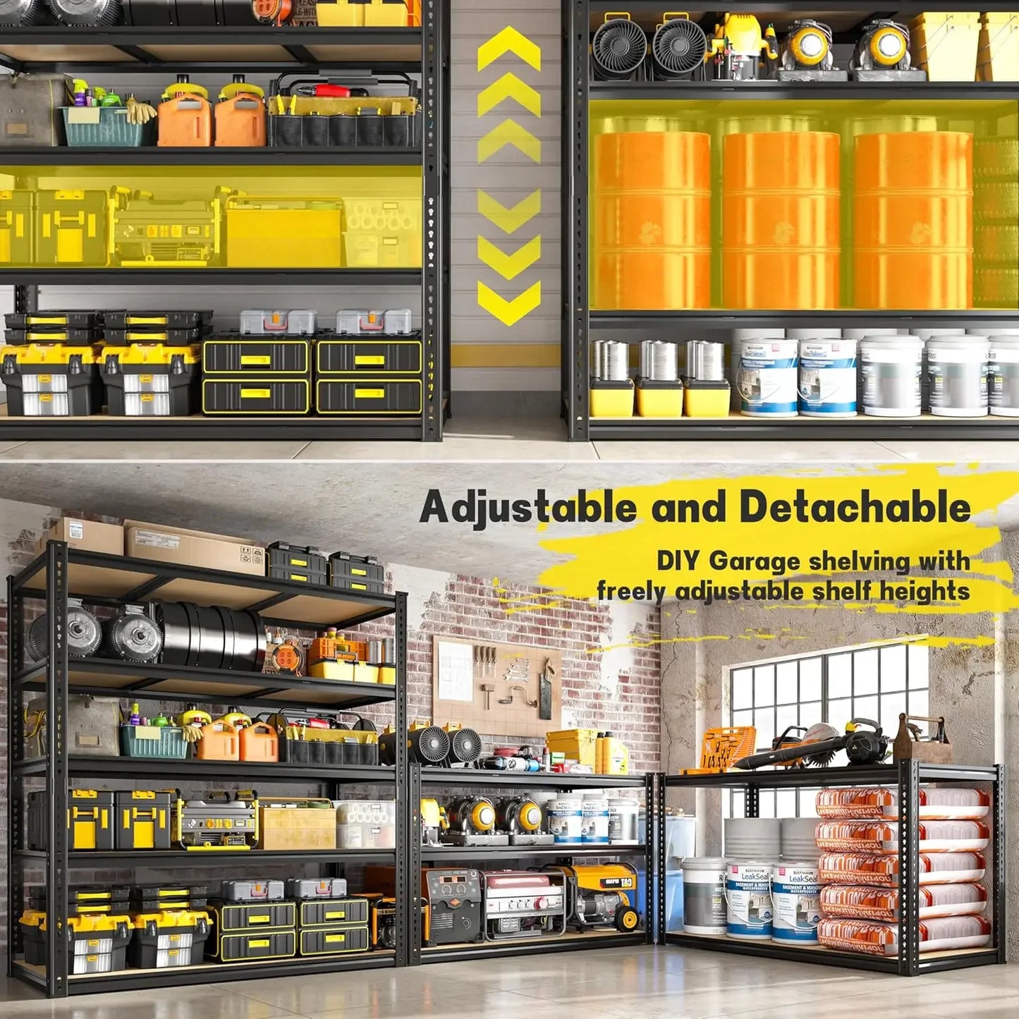 5-Tier Heavy Duty Garage Shelving – 48" Metal Storage Rack