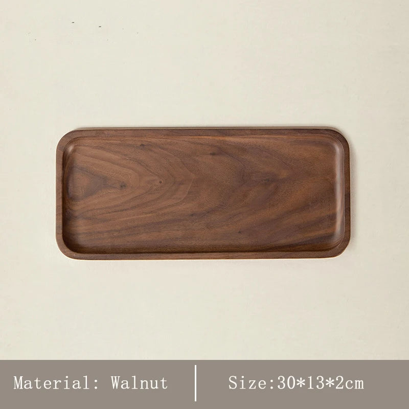 Japanese-Style Minimalist Wooden Serving Tray – Beech & Walnut Desk Organizer
