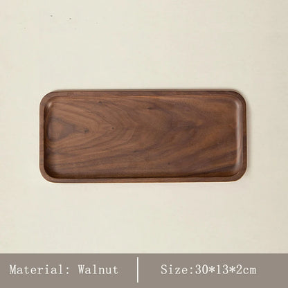 Japanese-Style Minimalist Wooden Serving Tray – Beech & Walnut Desk Organizer