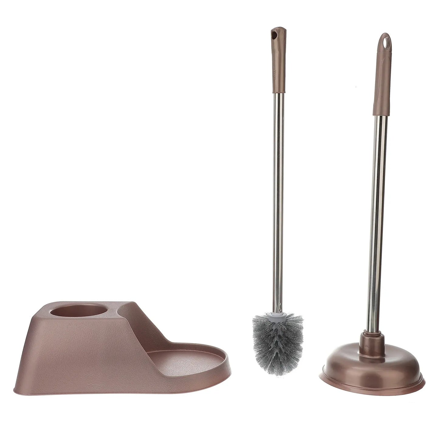 Toilet Brush & Plunger Set with Holder – Soft Bristles, Compact Bathroom Cleaning Kit