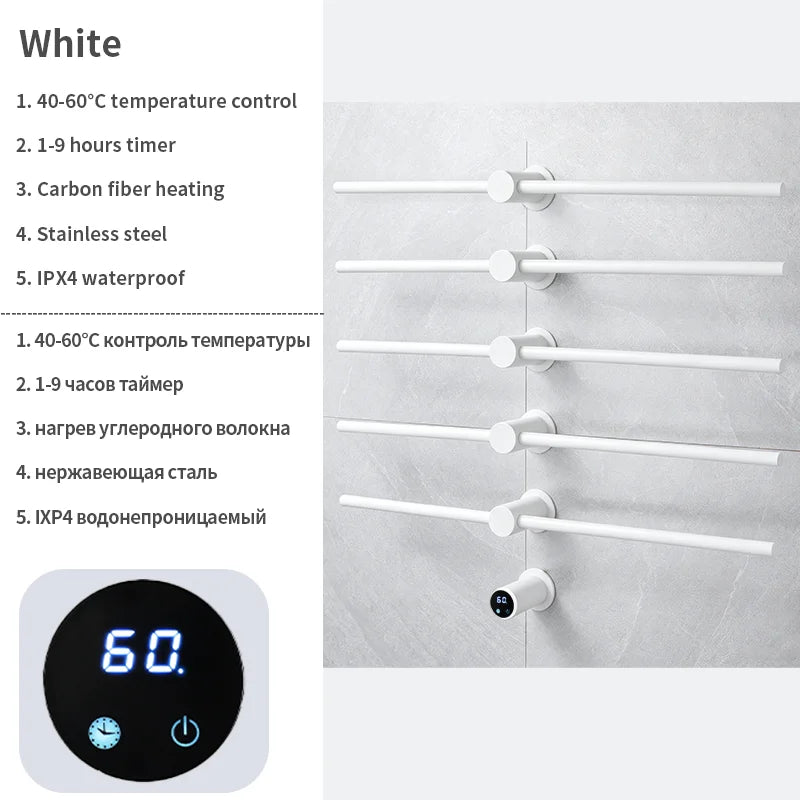 Home Standard | Electric Heated Towel Rail – Smart Control Towel Warmer SS304 Hidden Wire