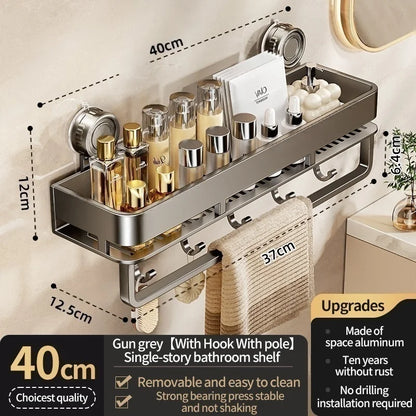 Shower Caddy – Home Standard Wall Mounted Aluminum Suction Cup Storage Rack