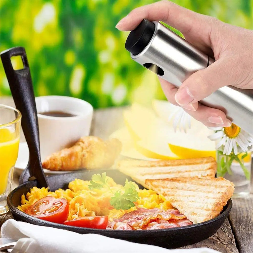 Stainless Steel Oil Sprayer – 100ml Refillable Kitchen Mist Bottle